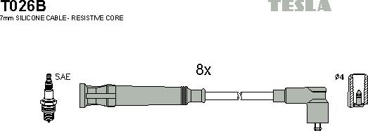 Высоковольтные провода (провода зажигания) (комплект) Tesla. Артикул T026B