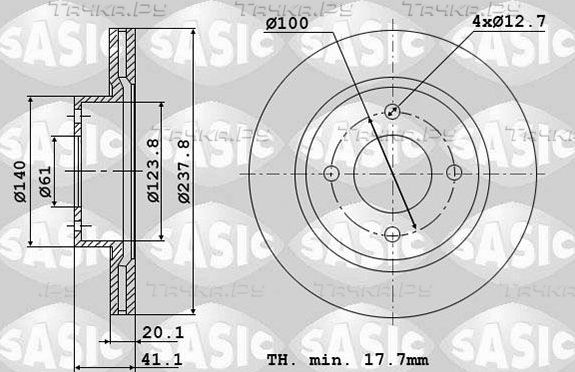 Тормозной диск Sasic передний для Renault Megane I 1996-2003. Артикул 4004255J