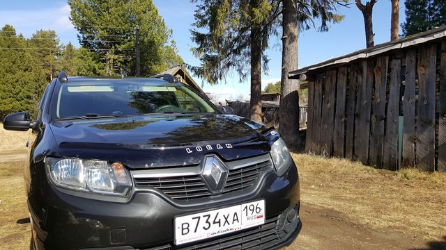 Дефлектор VT52 для капота Renault Logan II 2014-2026. Артикул RL26VT