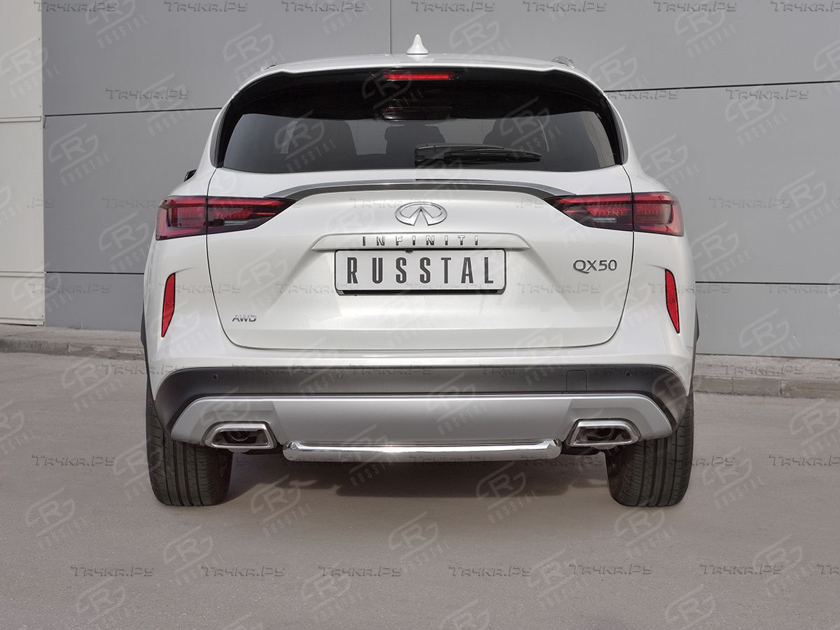 Защита RusStal заднего бампера d63 дуга для Infiniti QX50 II 2018-2026. Артикул IQX5Z-003085