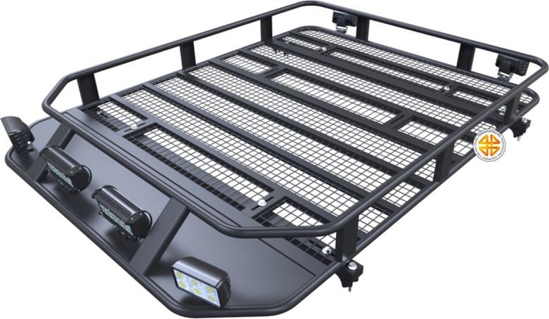 Багажник экспедиционный Podgotoffka 1600х1200х120 с сеткой и креплениями на рейлинги для Mitsubishi Pajero II (3дв. Рестайлинг) 1997-2004. Артикул PGT-B.125.05