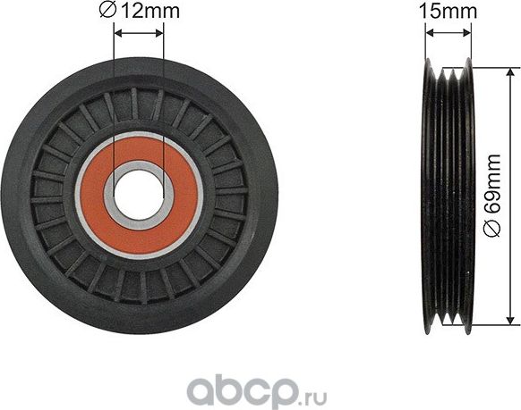 Натяжной ролик (натяжитель) приводного поликлинового ремня NTY (полимерный материал). Артикул RNK-NS-048