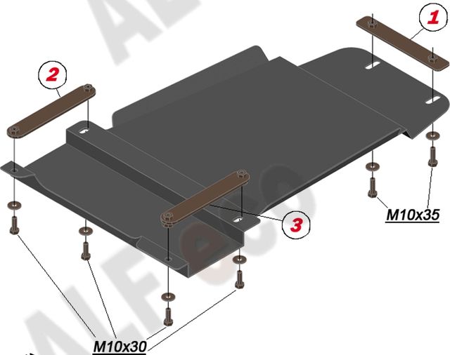 Защита алюминиевая Alfeco для КПП SsangYong Kyron 2005-2015. Артикул ALF.21.02al