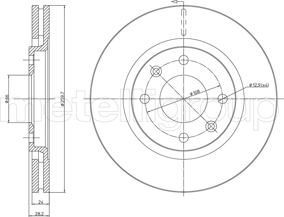 Тормозной диск Metelli. Артикул 23-0455