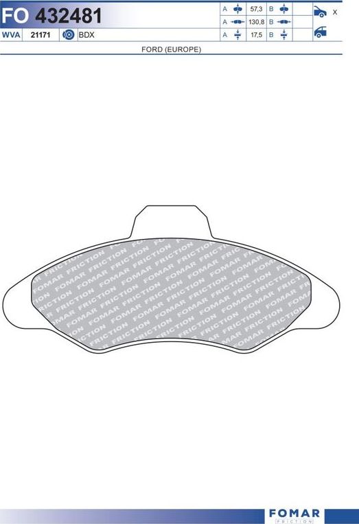 Тормозные колодки Fomar. Артикул FO 432481