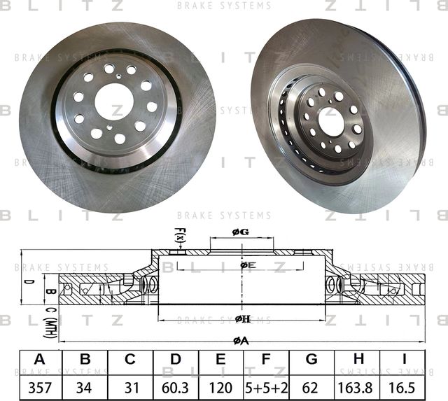Диск тормозной передний вентилируемый (Blitz). Артикул BS0623