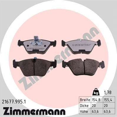 Тормозные колодки Zimmermann rd:z передние для BMW 5 IV (E39) 1996-2004. Артикул 21677.995.1