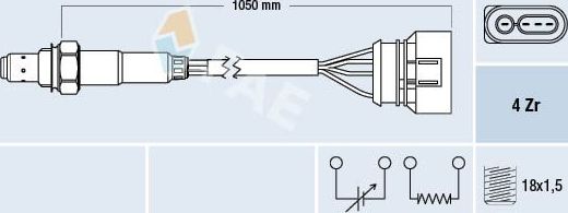 Лямбда-зонд (кислородный датчик) FAE. Артикул 77134