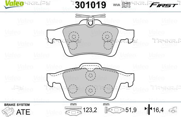 Тормозные колодки Valeo First задние для Volvo V50 I 2004-2012. Артикул 301019