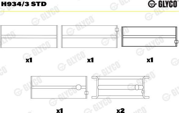 Вкладыши коренные Glyco. Артикул H934/3 STD