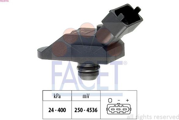 Датчик абсолютного давления (ДАД, MAP) Facet Made in Italy - OE Equivalent для BMW 3 IV (E46) 1999-2005. Артикул 10.3115