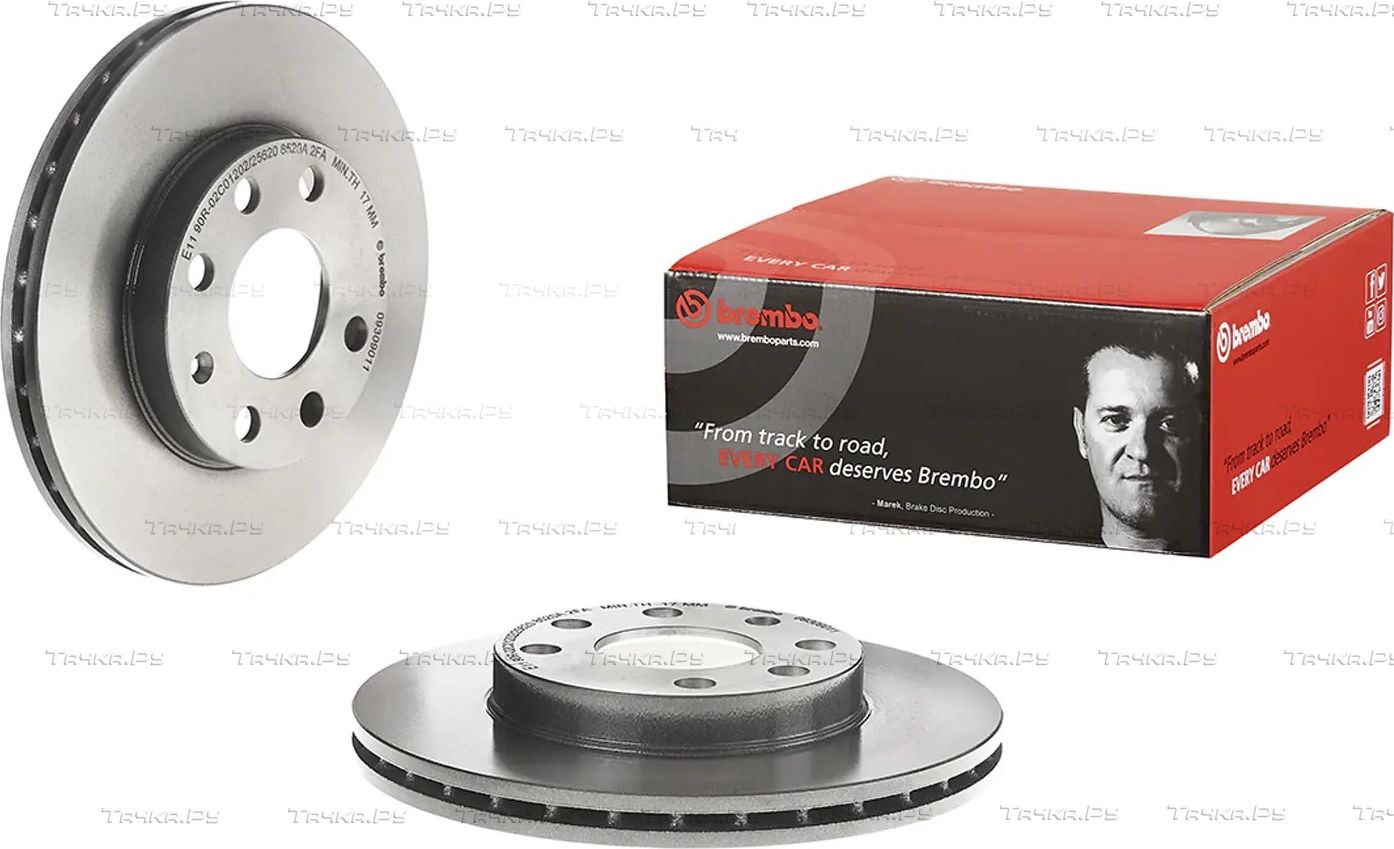 Тормозной диск Brembo PRIME LINE - UV Coated передний для Chevrolet Aveo I 2003-2012. Артикул 09.3090.11