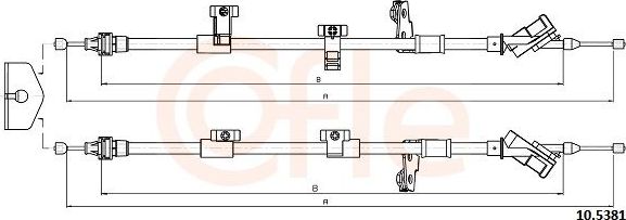 Трос ручника (тросик ручного тормоза) Cofle. Артикул 92.10.5381