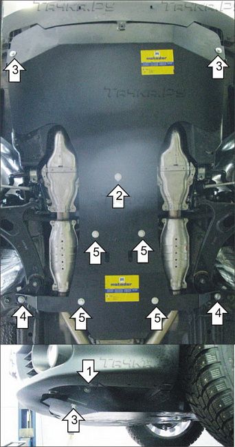 Защита Мотодор для картера, КПП Subaru Tribeca II 2007-2014. Артикул 12209