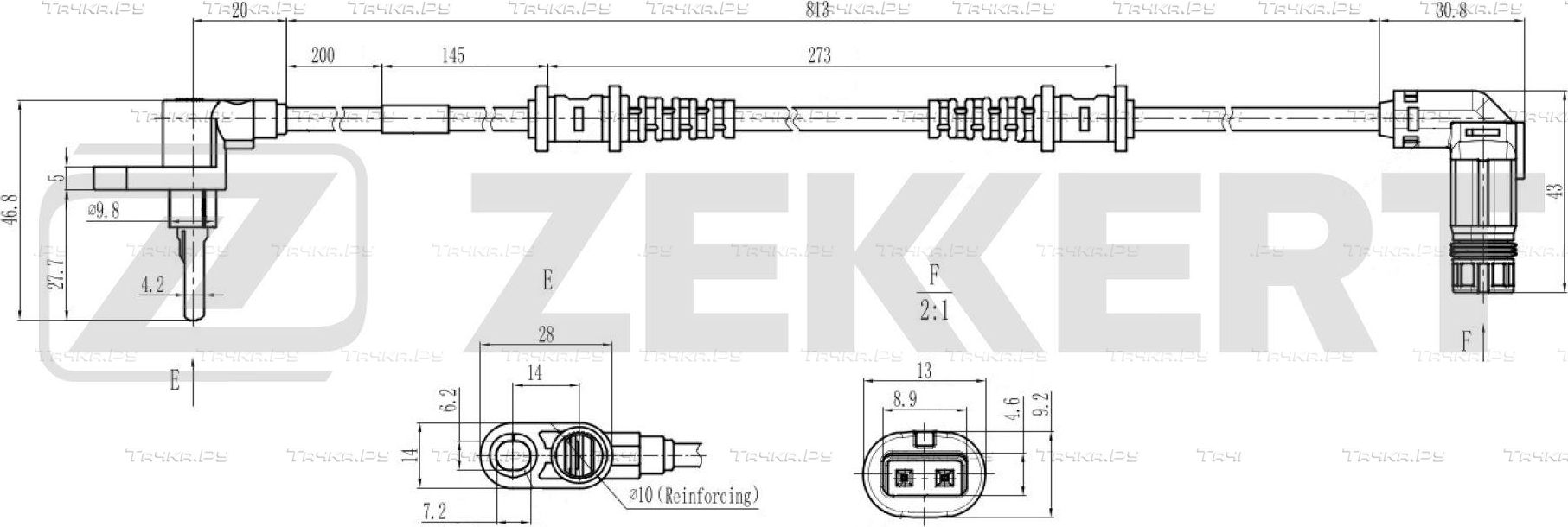 Датчик ABS Zekkert передний для Mercedes-Benz Vito II (W639) 2003-2014. Артикул SE-6223