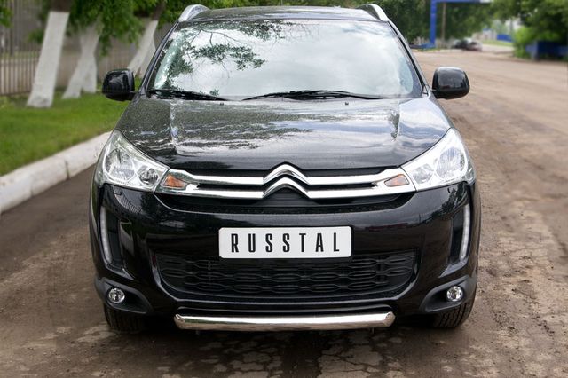 Защита RusStal переднего бампера d63 (дуга) для Citroen C4 Aircross 2012-2017. Артикул C4Z-000551