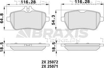 Тормозные колодки Braxis. Артикул AA0453