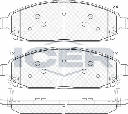 Тормозные колодки Icer передние для Jeep Commander XK, XH 2005-2010. Артикул 181713