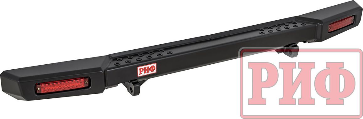 Бампер силовой РИФ задний с фонарями, возможностью установки фаркопа, лифт 65 мм для УАЗ Буханка 3741, 3909, 2206, 3962 1990-2026. Артикул RIF452-22500