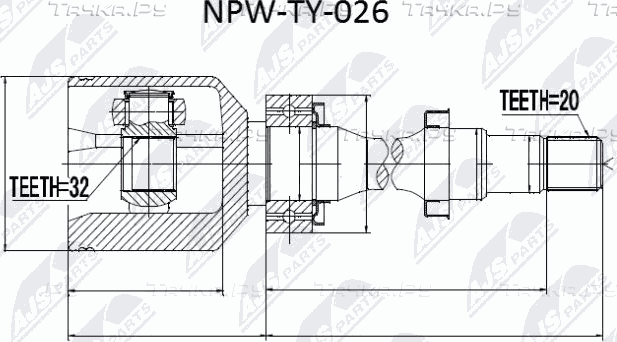 Полуось (привод в сборе, приводной вал) NTY. Артикул NPW-VW-004W1