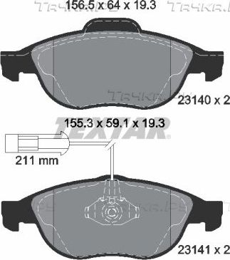 Тормозные колодки Textar Q+ передние для Lancia Lybra 1999-2000. Артикул 2314002