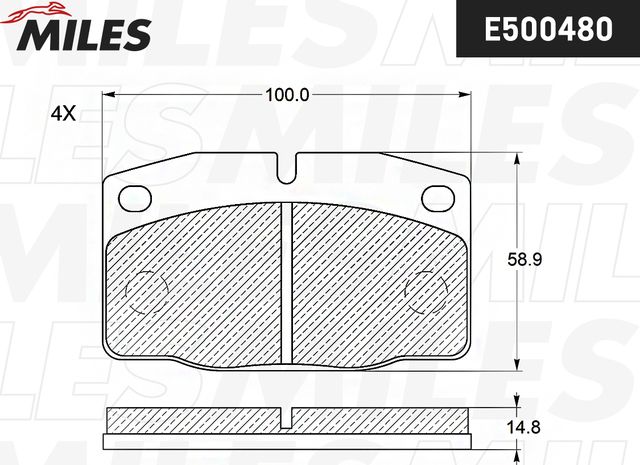 Тормозные колодки Miles (Керамика) передние для Lotus Elan 1989-1995. Артикул E500480