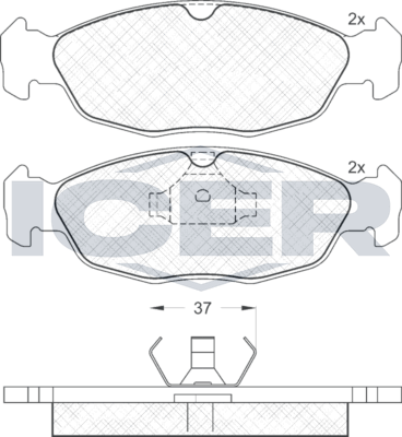 Тормозные колодки Icer для Opel Corsa B 1993-2000. Артикул 181084