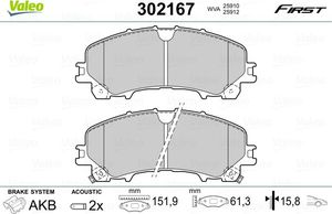 Тормозные колодки Valeo First передние для Nissan X-Trail T32 2014-2025. Артикул 302167