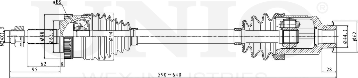 Вал приводной (Unio). Артикул CVJ-10092