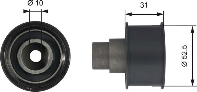 Направляющий (ведущий) ролик ремня ГРМ Gates (Металл). Артикул T42080