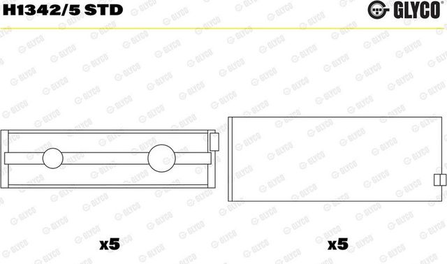 Вкладыши коренные Glyco для Nissan Interstar 2003-2026. Артикул H1342/5 STD