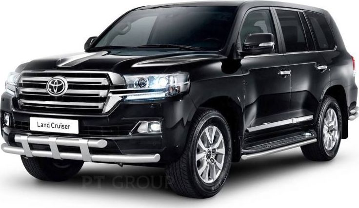Защита PT Group переднего бампера двойная с пластинами d63/63 (НПС) для Toyota Land Cruiser 200 рестайлинг 2015-2021. Артикул TLC220203