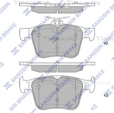 Тормозные колодки Sangsin Hi-Q задние для Audi TT III (8S) 2014-2026. Артикул SP1998