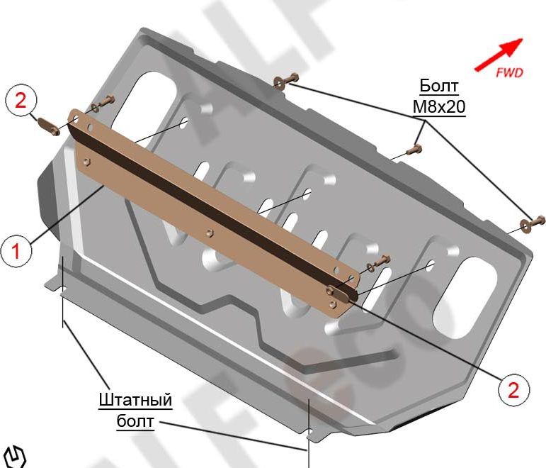Защита алюминиевая Alfeco для картера, радиатора, КПП и РК Mitsubishi Pajero IV 2006-2026. Артикул ALF.14.04-07al. Артикул ALF.14.04-05-06-07al