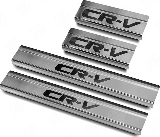 Накладка RusStal на пороги (лист нерж. шлифованный, надпись) для Honda CR-V V до рестайлинга 2016-2020. Артикул HCRV17-03