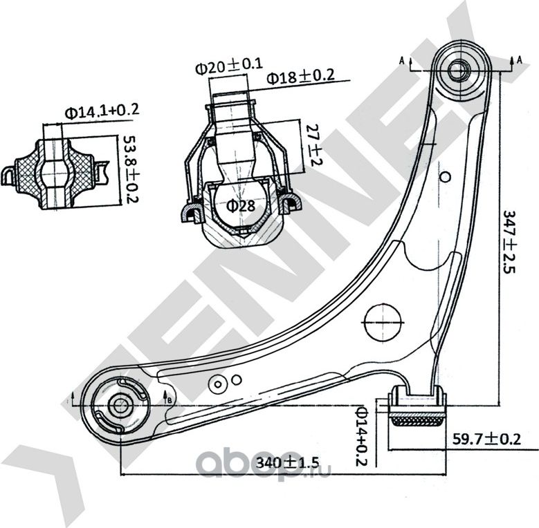 РЫЧАГ ПЕРЕДНИЙ ЛЕВЫЙ CITROEN C-CROSSER 07>, MITSUBISHI ASX 1.6-1.8 10 (Zennek). Артикул DCA0158