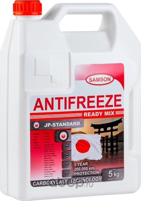 Антифриз, готовый раствор JAPAN-Standard красный -37°C, 5кг (Samson). Артикул 803245