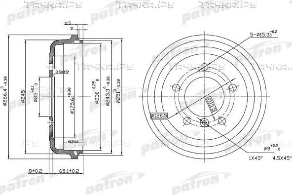 Тормозной барабан Patron. Артикул PDR1095