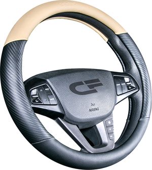 Оплётка на руль CarFashion Bruta (размер M, экокожа, цвет ЧЕРНЫЙ/ЧЕРНЫЙ/БЕЖЕВЫЙ). Артикул 31429