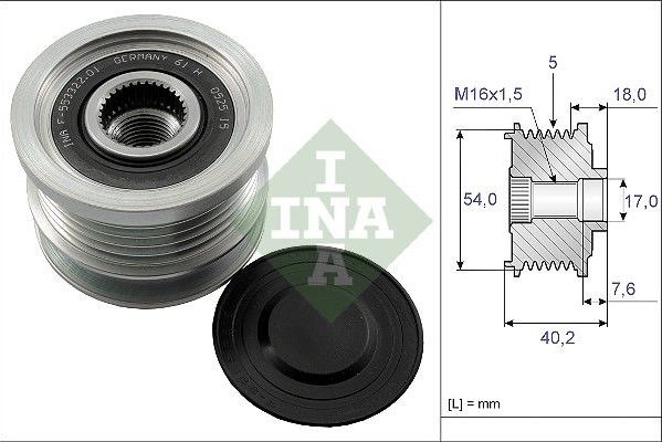 Муфта генератора обгонная Ina для Opel Corsa D 2006-2014. Артикул 535 0143 10