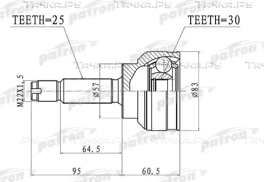 Шрус наружный (граната) Patron. Артикул PCV3148