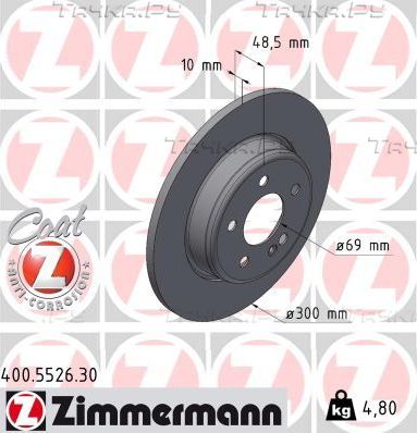 Тормозной диск Zimmermann FORMULA S. Артикул 400.5526.30