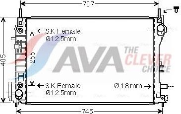 Радиатор охлаждения двигателя AVA. Артикул OL2559