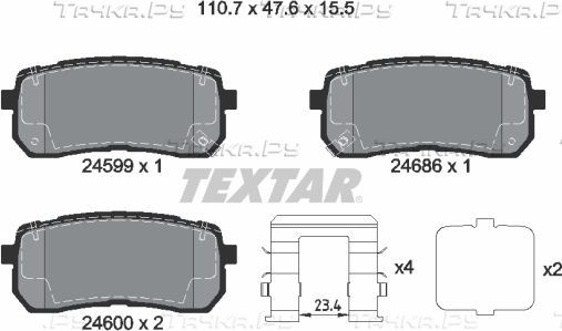 Тормозные колодки Textar Q+ задние для Hyundai ix55 2007-2013. Артикул 2459904
