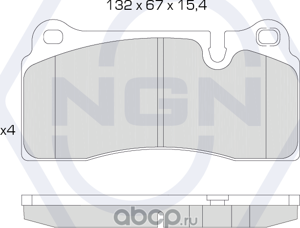 Колодки тормозные керамические, задние (NGN). Артикул 3501276