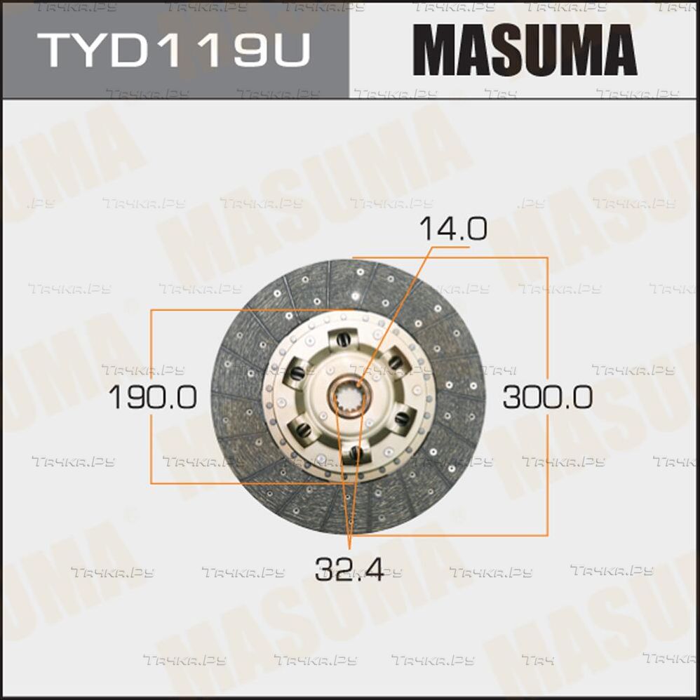 Диск сцепления Masuma для Toyota Dyna U300 – U400  1995-1999. Артикул TYD119U