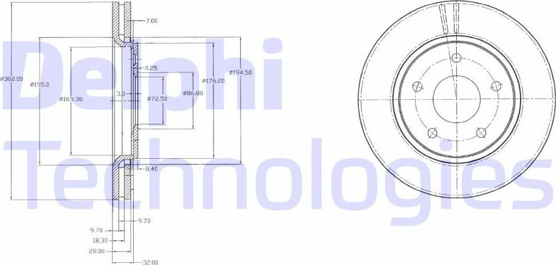Тормозной диск Delphi. Артикул BG4212
