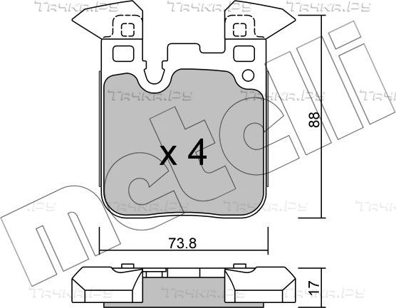 Тормозные колодки Metelli задние для BMW 2 F22 2014-2026. Артикул 22-1016-0