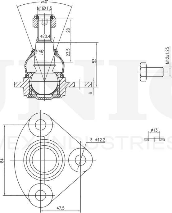 Опора шаровая (Unio). Артикул SSP-20070