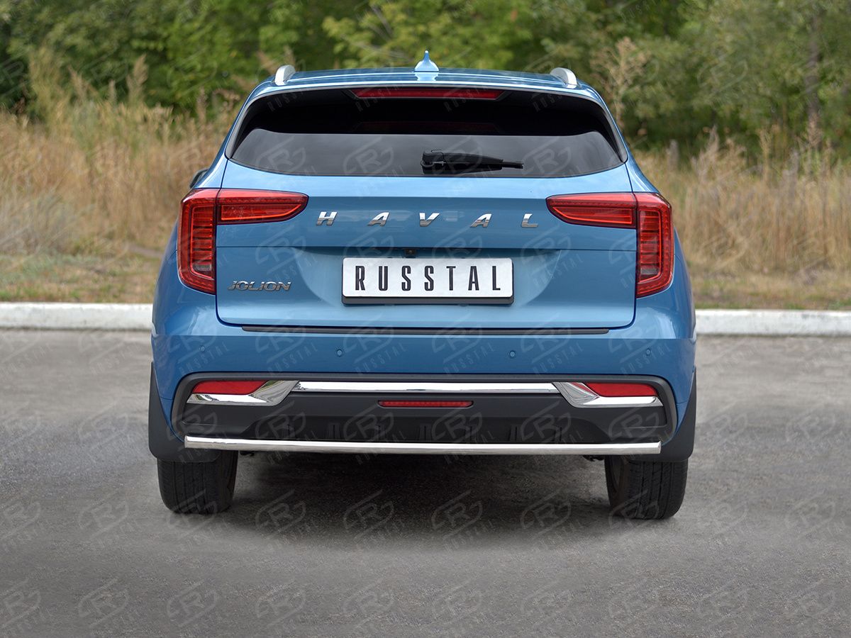 Защита RusStal заднего бампера d42 (секции) для Haval Jolion 1.5 2WD 2021-2026. Артикул HJOLZ-003992